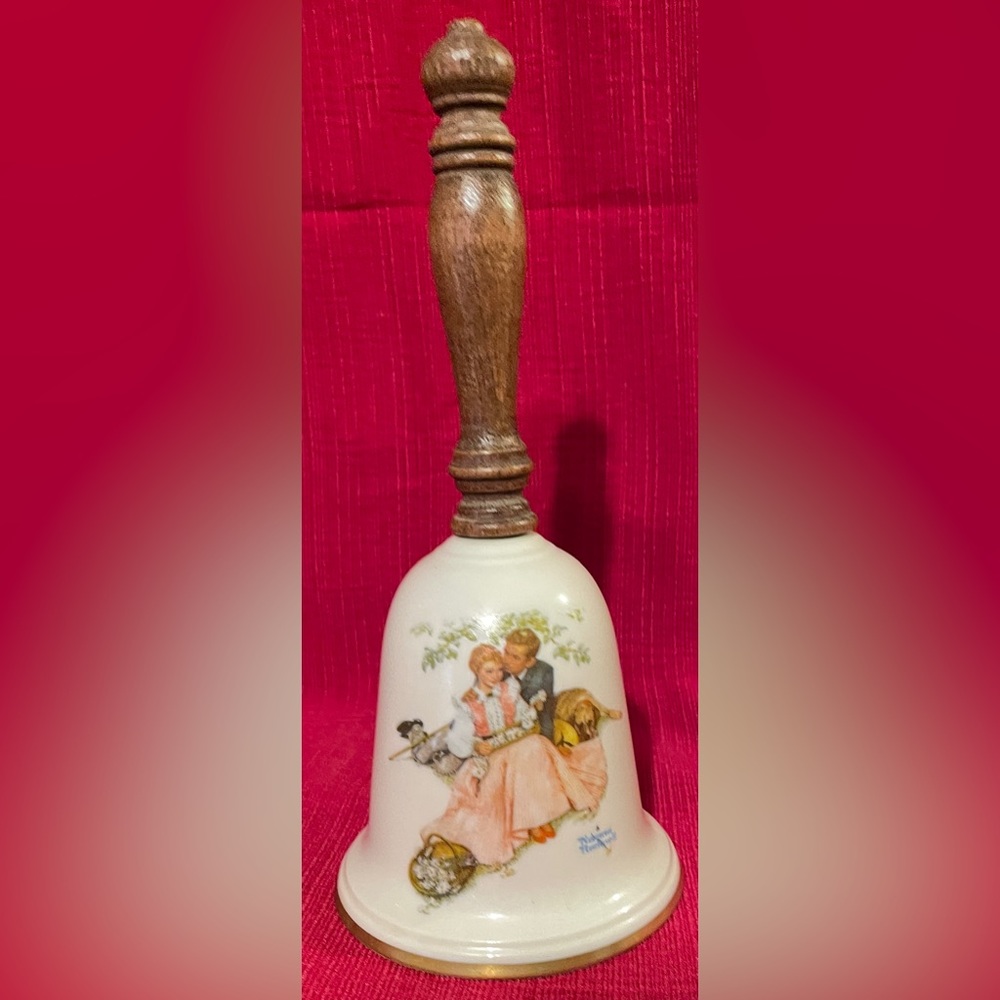 Vintage 1976 Gorham Fine China USA Norman Rockwell Love’s Harmony Hand Bell